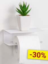 Держатель для туалетной бумаги и освежителя с полочкой настенный металлический Белый 16x11x6