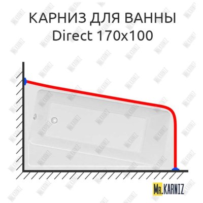 Карниз для ванны 1 MarKa Direct 170х100 Усиленный 20 мм MrKARNIZ