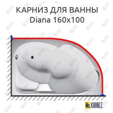 Карниз для ванны 1 MarKa Diana 160х100 Усиленный 25 мм MrKARNIZ