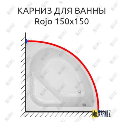 Карниз для ванны Royal Bath Rojo 150х150 Усиленный 20 мм MrKARNIZ