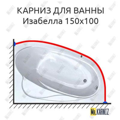 Карниз для ванны Bach Изабелла 150х100 Усиленный 20 мм MrKARNIZ