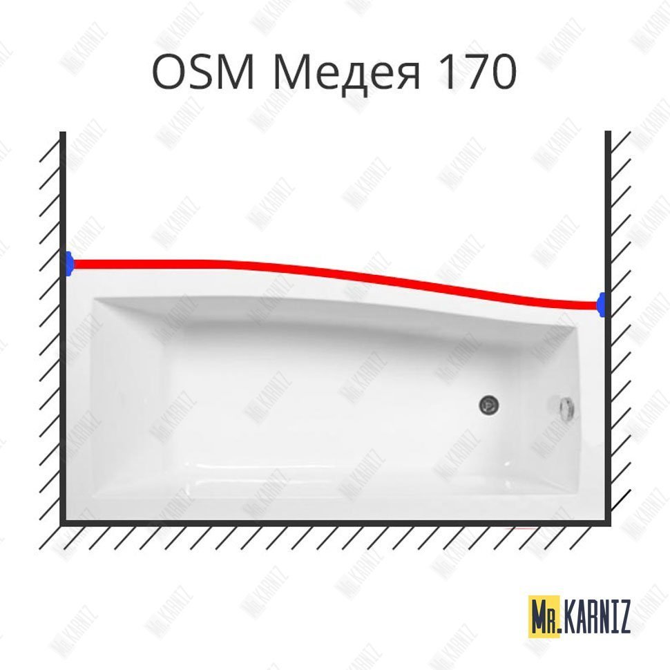 Карниз для ванны Osm Медея Передний борт 170х81 Усиленный 25 мм MrKARNIZ Карниз для ванны Osm Медея Передний борт 170х81 Усиленный 25 мм MrKARNIZ