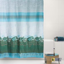 Штора для ванной Waves синяя